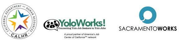CalHR, YoloWorks!, and Sacramento Works logos