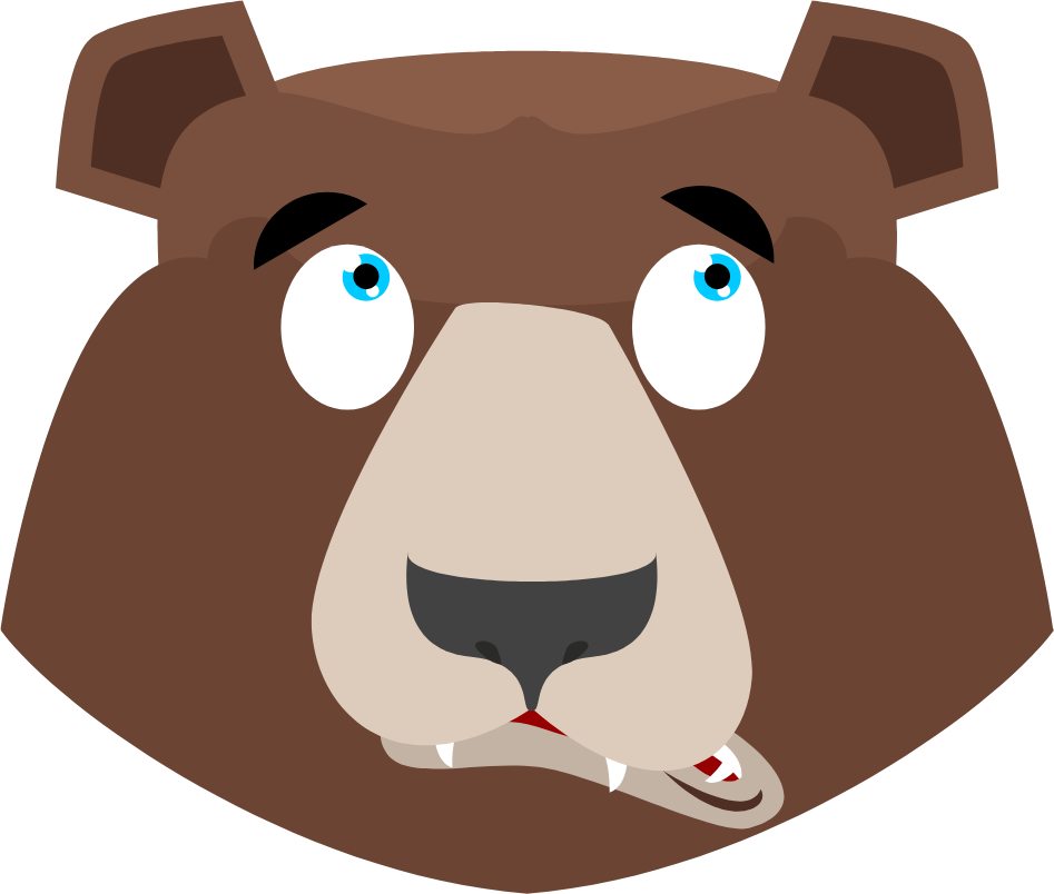 Embarrassed bear looking up