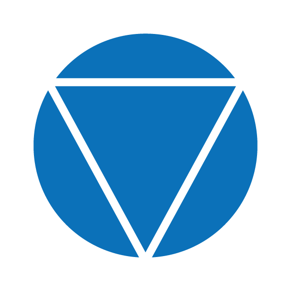 Blue circle with triangle in middle