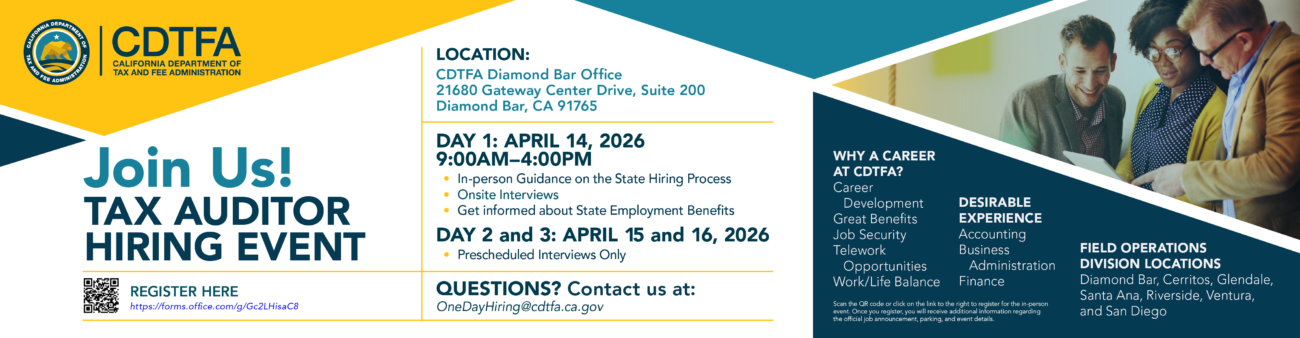 Gateway to New Opportunities. Join us! Tax auditor hiring event!
